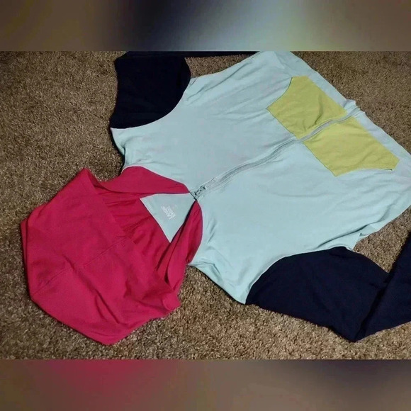 Lands End Colorblock zipup lightweight hoodie NWOT - Picture 5 of 9